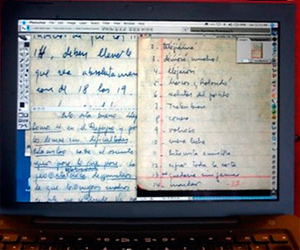 Un ordenador muestra páginas del diario escrito por el líder revolucionario Ernesto Che Guevara entre 1966 y 1967 (Foto AFP/Archivo)