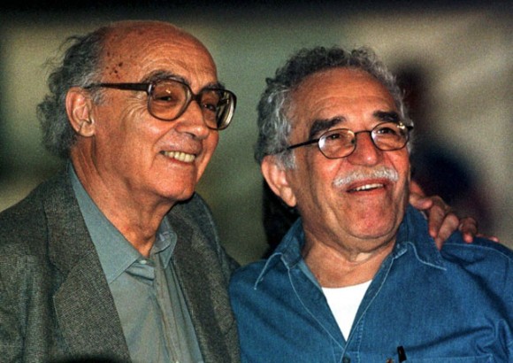 Saramago y García Márquez en Cuba en la celebración del  Aniversario 40 de la Revolución.  Foto Reuters