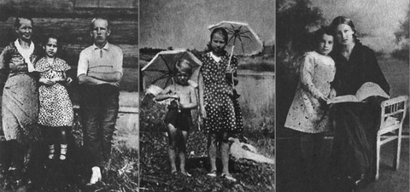 Tanya con su familia, antes del sitio de Leningrado