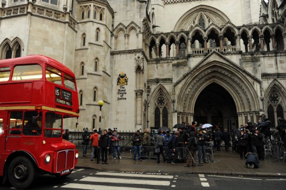 Corte de Londres que juzgó a Julian Assange. Foto: AFP