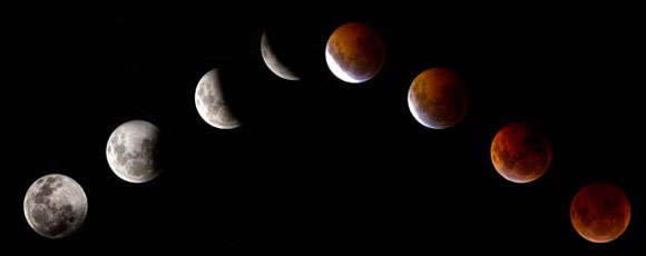 Eclipse lunar, madrugada del día 21 de diciembre de 2010. Foto: AFP