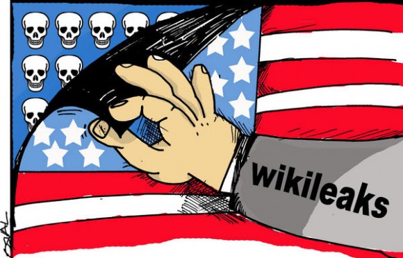 Caricatura sobre Wikileaks, sitio que publica archivos 
provenientes de informantes anónimos desde el 2007 y ha provocado 
airadas reacciones del gobierno de Estados Unidos. 15 de diciembre de 
2010 .AIN CARICATURA/ Osvaldo GUTIERREZ GOMEZ