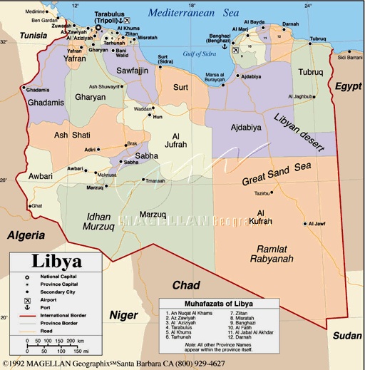 Mapa de Libia.