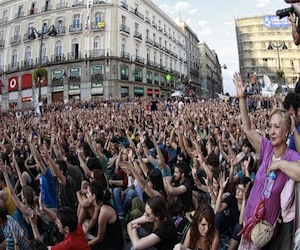 Asamblea en la Puerta del Sol de Madrid