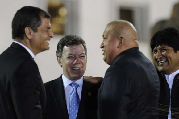 Correa, Santos, Chávez y Evo
