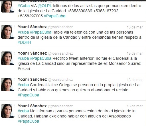 Tweets de Yoani Sánchez