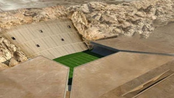 El Rock Stadium, de Abu Dhabi. Una empresa de arquitectura libanesa acaba de ganar un premio por su boceto para construir un estadio de 40.000 asientos excavado en ladera de la sierra de Jebel Hafeet. La propuesta aún no tiene el visto bueno, pero parece que será construido en los próximos años.