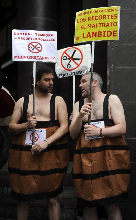 Protesta en Bilbao, España contra los recortes sociales