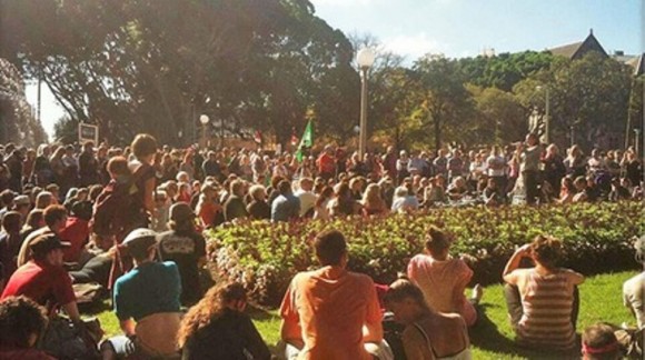 Los activistas en Hyde park, Sydney. Foto: facebook.com / MarchAgainstMonstanto  