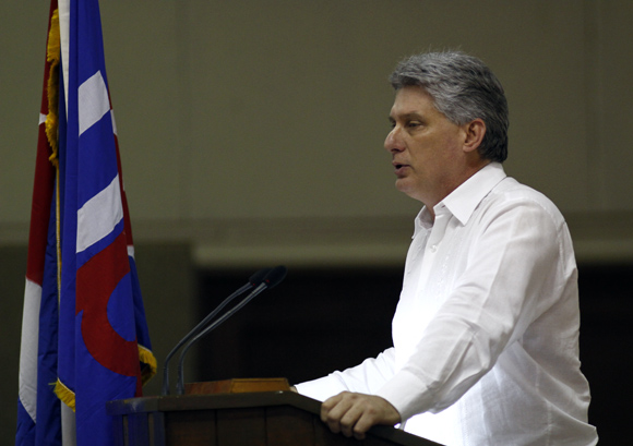Miguel Díaz-Canel en discurso de clausura del 9no congreso de la UPEC. Foto: Ismael Francisco/Cubadebate.