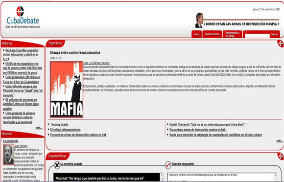 Así se veía el sitio digital CubaDebate, en el año 2003