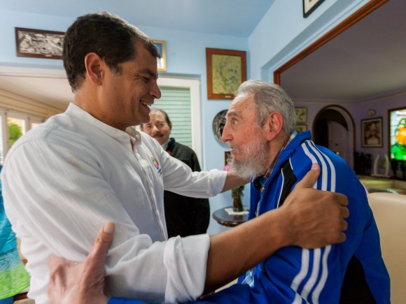Encuentro de Fidel con Evo, Corea y Daniel en La Habana, el 29 de enero de 2014. Foto: Alex Castro