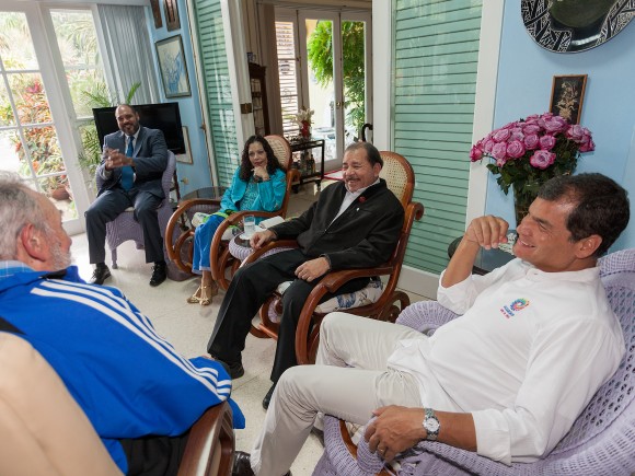 Encuentro de Fidel con Evo, Corea y Daniel en La Habana, el 29 de enero de 2014. Foto: Alex Castro