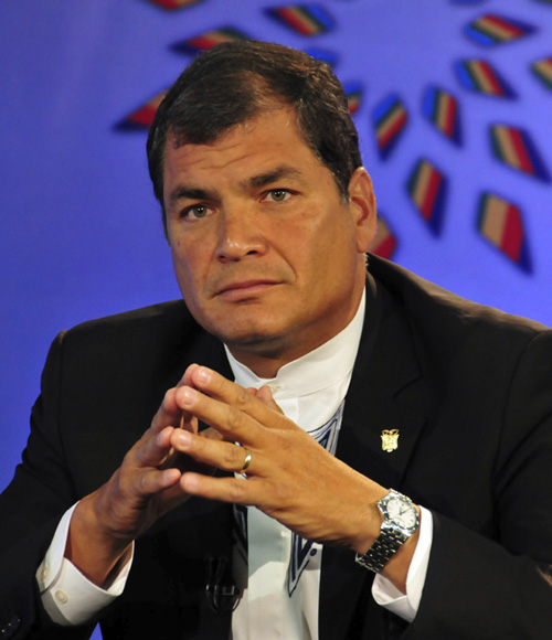 Rafael Correa en la Sala de Prensa, en vivo por Telesur. Foto: Ladyrene Pérez/Cubadebate.