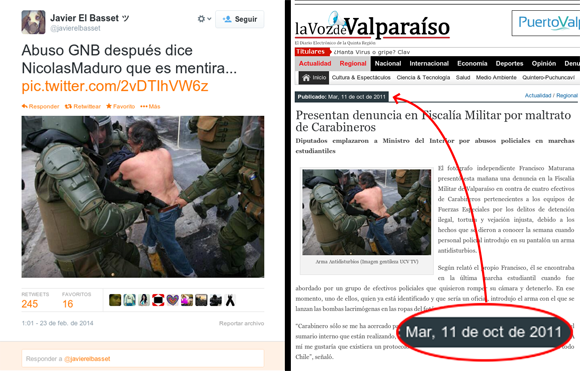 Manipulación en las Redes Sociales sobre supuesta represión del Gobierno Venezolano ante protestas violentas de la oposición.