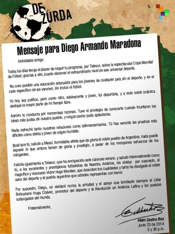 Carta de Fidel a Maradona
