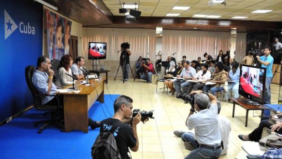 Videoconferencia entre La Habana y Washington, sobre los Cinco Héroes, en el ministerio de Relaciones Exteriores de Cuba (MINREX), en La Habana, el 10 de junio de 2014. AIN FOTO/Marcelino VAZQUEZ HERNANDEZ