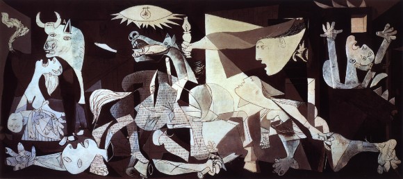 El gran mural de Picasso ha sido visto como la pintura simbólica de los horrores de la guerra—su destrucción, su crueldad. Fue dibujado por Pablo Picasso en 1937.