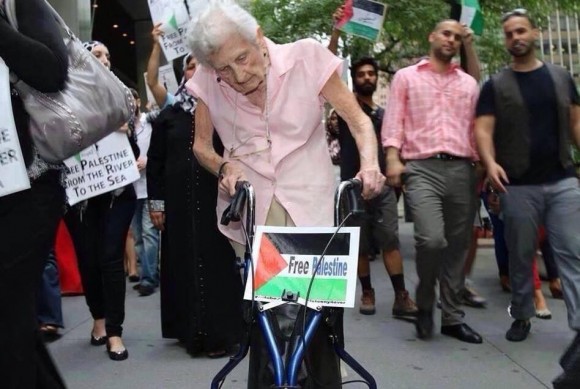 Admirable señora danesa marcha por Gaza.