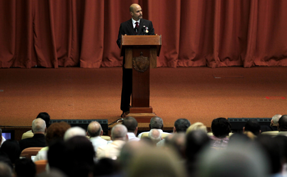 Gerardo Hernández habló en nombre de sus compañeros.  Foto: Ladyrene Pérez/ Cubadebate.