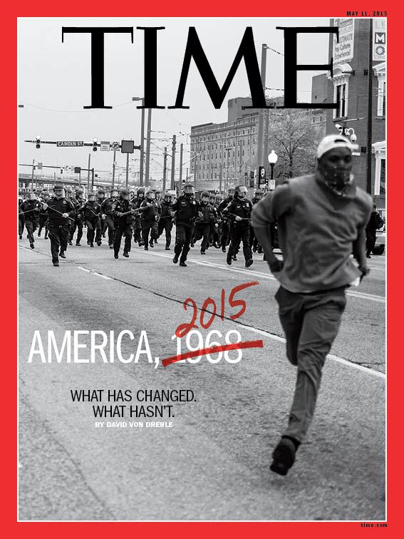 Portada de la revista Time con fotografía de Devin Allen tomada en los disturbios de Baltimore.
