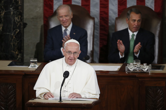 El Papa Francisco se dirige al Congreso en el Capitolio en Washington. Foto: AP/Carolyn Kaster