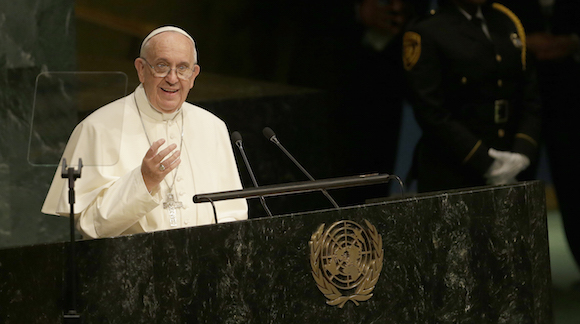El Papa Francisco interviene en la Asamblea General de la ONU. Foto: Mary Altaffer/ AP