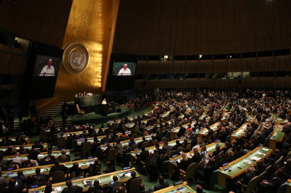 El Papa interviene ante la Asamblea General de la ONU, es el cuarto pontífice que lo hace. Foto: The New York Times