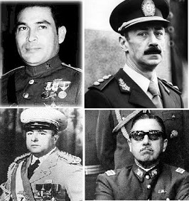 Fulgencio Batista, Jorge Rafael Videla, Anastacio Somoza y Augusto Pinochet.