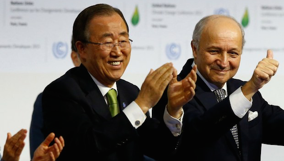 Ban Ki-moon, al término de la Conferencia de Naciones Unidas sobre Cambio Climático este sábado. Foto: AP