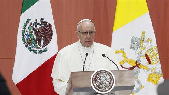 El papa Francisco denunció en México que los privilegios llevan a la corrupción y el narcotráfico Foto: Tomada de lanacion.com.ar