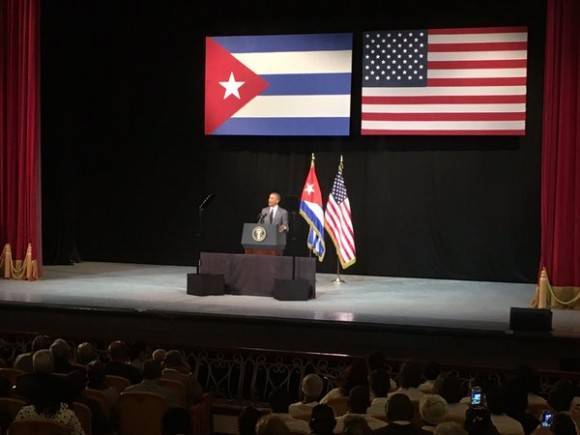 Barack Obama en el Gran Teatro de La Habana. Foto: AP