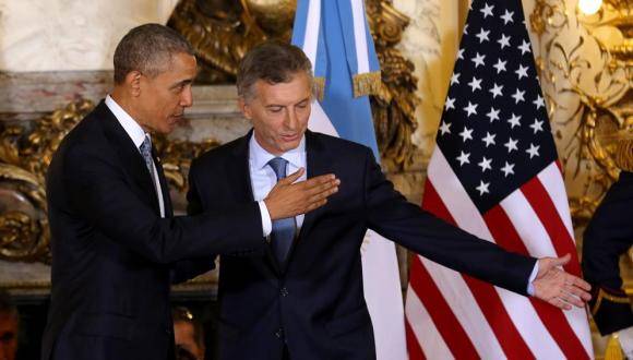 El presidente de Estados Unidos, Barack Obama, y su par argentino, Mauricio Macri, en la Casa Rosada. Foto: La Voz.