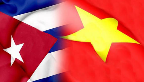 Flags of Cuba and Vietnam.