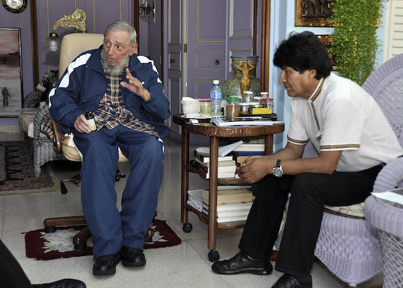 Fidel con Evo el pasado 13 de agosto de 2015. Foto: Estudios Revolución / Archivo de Cubadebate