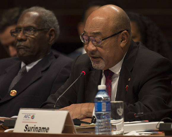 Deliré Bouterse interviene en la VII Cumbre de la Asociación de Estados del Caribe. Foto: Ismael Francisco/ Cubadebate