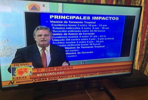 El meteorólogo José Rubiera en declaraciones al Sistema Informativo de la Televisión Cubana este mediodía.